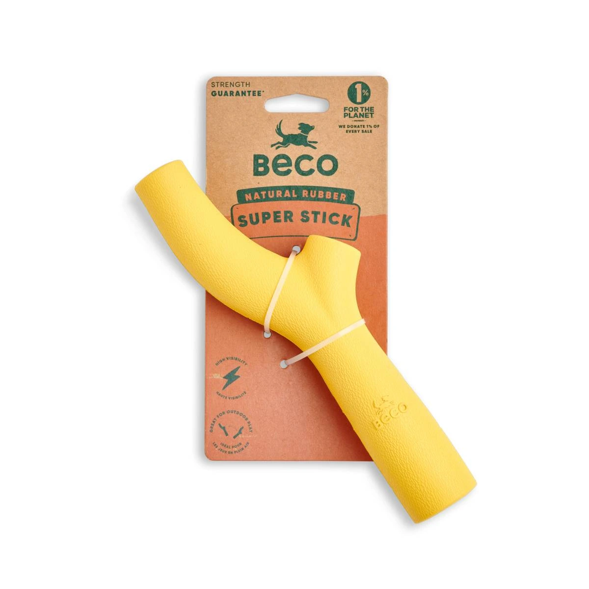 Іграшка з отвором для ласощів для собак Beco Pets Super Stick Жовтий