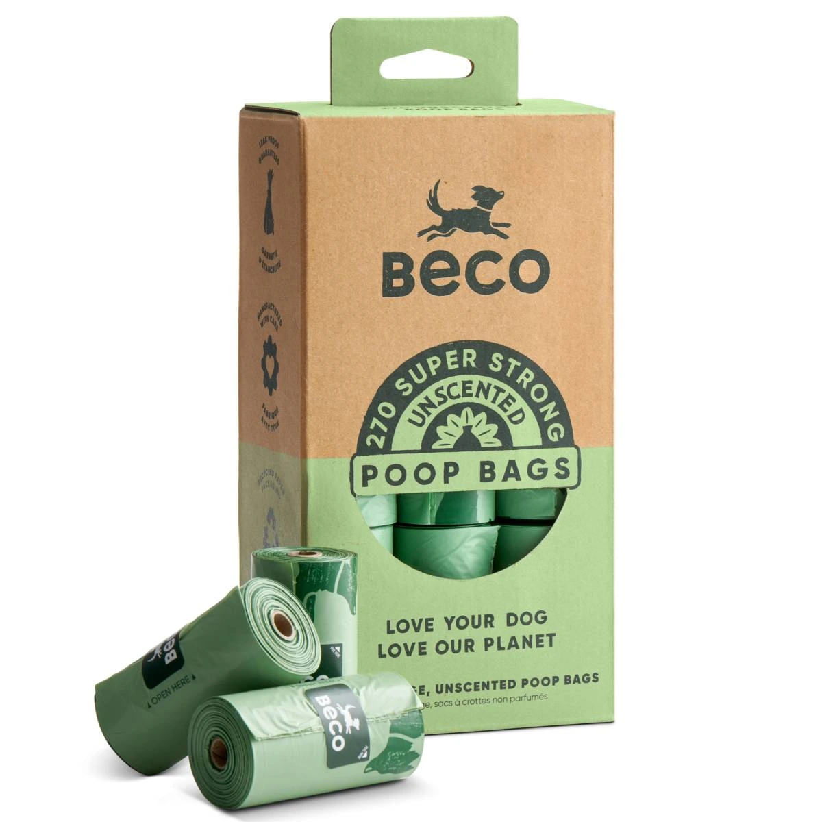Одноразові пакетики для прибирання за собаками Beco Pets без запаху 270 шт (18 рулонов по 15 шт)
