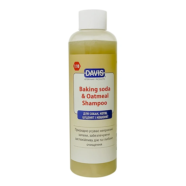 Шампунь для собак і котів Davis Baking Soda & Oatmeal, дезодорувальний, глибокого очищення, із заспокійливою дією