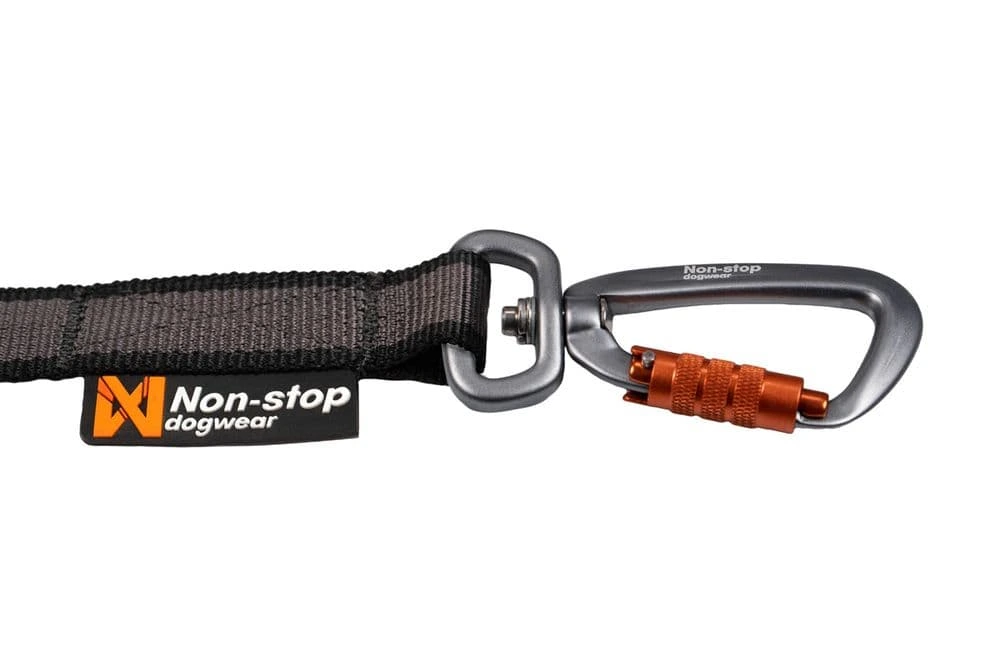 Повідець для собак Touring bungee leash Non-stop dogwear Чорний/Сірий 1,2 м/23 мм