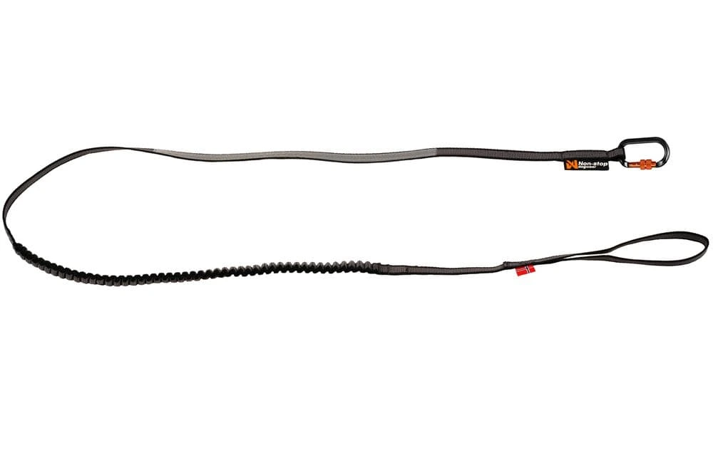 Повідець для собак Touring bungee leash Non-stop dogwear Чорний/Сірий 1,2 м/23 мм