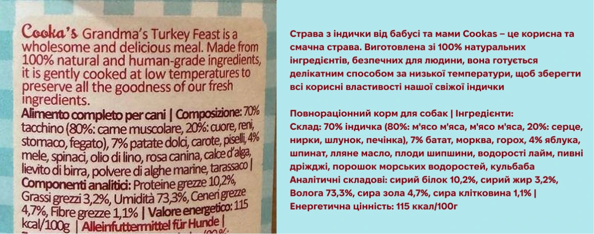 Натуральний вологий корм для собак Cooka's Cookies Grandma’s Beef Stew Індичка на пару 400 г