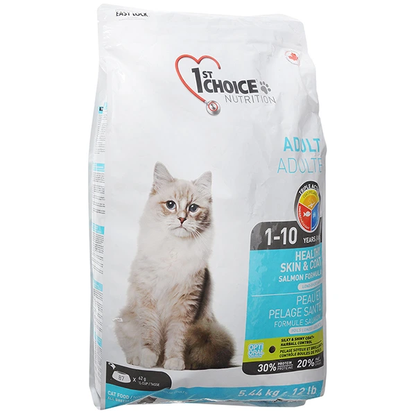 Корм для котів 1st Choice Adult Healthy Skin&Coat, з лососем, 5.44 кг