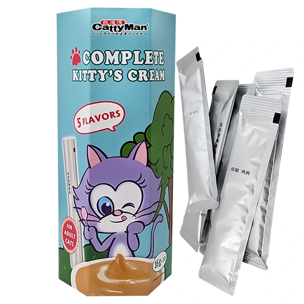 Рідкі ласощі для котів CattyMan Complete Kitty’s Cream, Ікра з куркою, лососем, тунцем, яловичиною, качкою