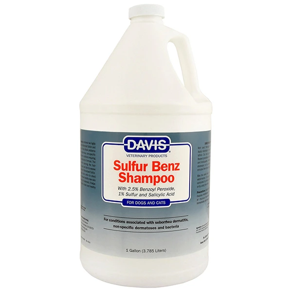 Шампунь для собак і котів Davis Veterinary Sulfur Benz Shampoo, дерматокосметичний, з 2,5% бензоїл пероксидом
